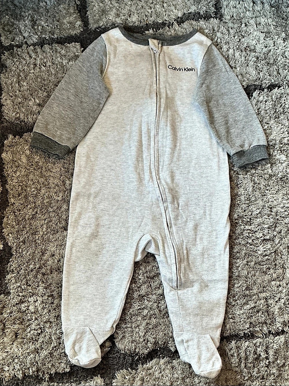 Calvin Klein Footed Romper Gray Baby 3-6M